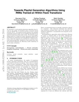 Towards Playlist Generation Algorithms Using RNNs Trained on
  Within-Track Transitions