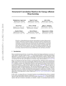 Structured Convolution Matrices for Energy-efficient Deep learning