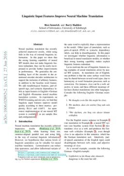 Linguistic Input Features Improve Neural Machine Translation