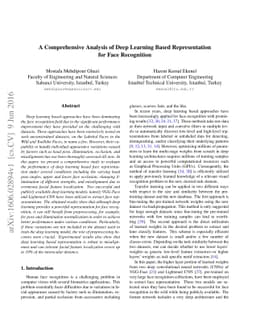 A Comprehensive Analysis of Deep Learning Based Representation for Face
  Recognition
