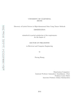 Discovery of Latent Factors in High-dimensional Data Using Tensor
  Methods