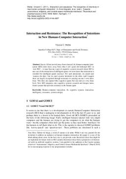 Interaction and resistance: The recognition of intentions in new
  human-computer interaction
