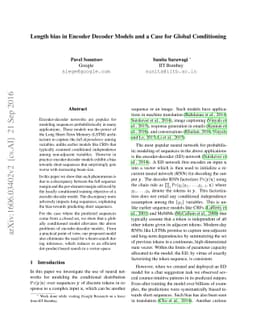 Length bias in Encoder Decoder Models and a Case for Global Conditioning