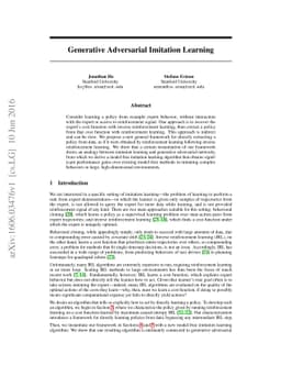 Generative Adversarial Imitation Learning