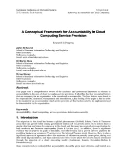A Conceptual Framework for Accountability in Cloud Computing Service
  Provision