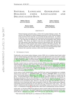 Natural Language Generation in Dialogue using Lexicalized and
  Delexicalized Data