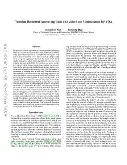 Training Recurrent Answering Units with Joint Loss Minimization for VQA