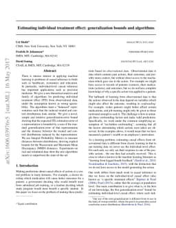 Estimating individual treatment effect: generalization bounds and
  algorithms