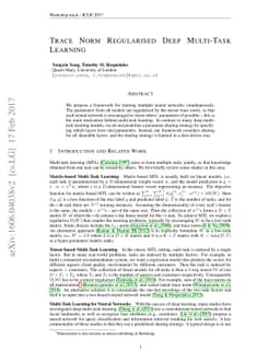 Trace Norm Regularised Deep Multi-Task Learning