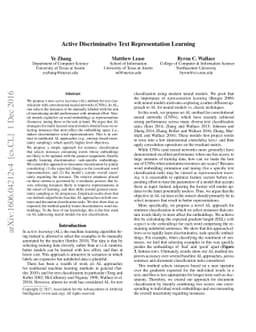 Active Discriminative Text Representation Learning