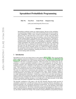 Spreadsheet Probabilistic Programming