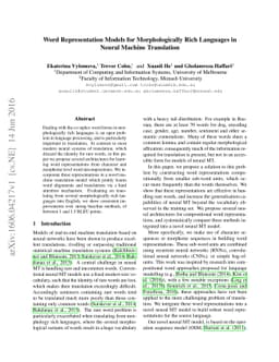 Word Representation Models for Morphologically Rich Languages in Neural
  Machine Translation