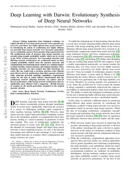 Deep Learning with Darwin: Evolutionary Synthesis of Deep Neural
  Networks