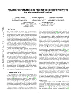 Adversarial Perturbations Against Deep Neural Networks for Malware
  Classification