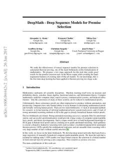 DeepMath - Deep Sequence Models for Premise Selection