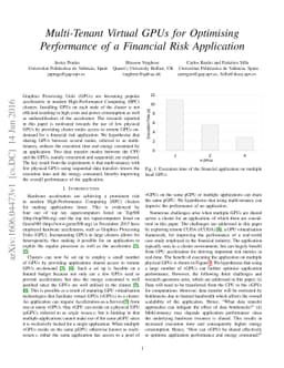 Multi-Tenant Virtual GPUs for Optimising Performance of a Financial Risk
  Application