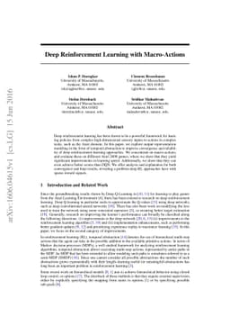 Deep Reinforcement Learning With Macro-Actions