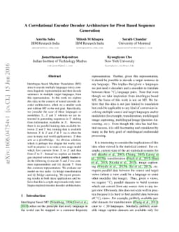 A Correlational Encoder Decoder Architecture for Pivot Based Sequence
  Generation