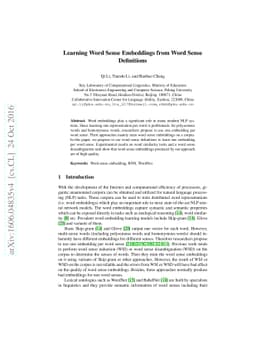 Learning Word Sense Embeddings from Word Sense Definitions