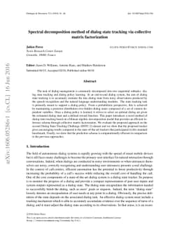 Spectral decomposition method of dialog state tracking via collective
  matrix factorization