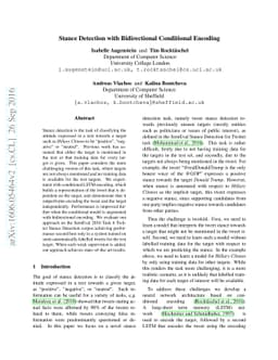 Stance Detection with Bidirectional Conditional Encoding