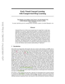 Early Visual Concept Learning with Unsupervised Deep Learning