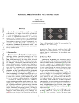 Automatic 3D Reconstruction for Symmetric Shapes