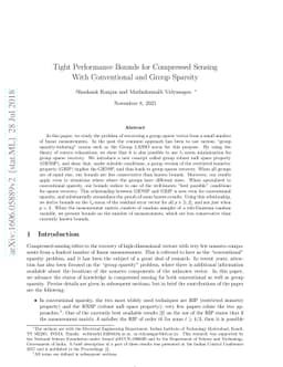 Tight Performance Bounds for Compressed Sensing With Conventional and
  Group Sparsity