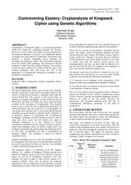 Contravening Esotery: Cryptanalysis of Knapsack Cipher using Genetic
  Algorithms