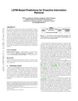 LSTM-Based Predictions for Proactive Information Retrieval