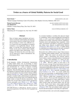 Twitter as a Source of Global Mobility Patterns for Social Good