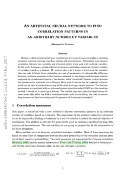 An artificial neural network to find correlation patterns in an
  arbitrary number of variables
