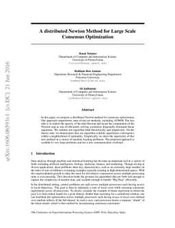 A Distributed Newton Method for Large Scale Consensus Optimization