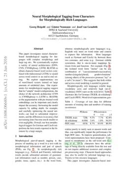 Neural Morphological Tagging from Characters for Morphologically Rich
  Languages
