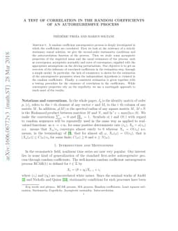 A test of correlation in the random coefficients of an autoregressive
  process
