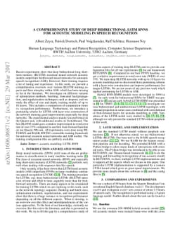 A Comprehensive Study of Deep Bidirectional LSTM RNNs for Acoustic
  Modeling in Speech Recognition