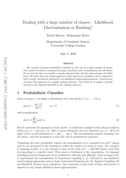 Dealing with a large number of classes -- Likelihood, Discrimination or
  Ranking?