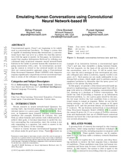 Emulating Human Conversations using Convolutional Neural Network-based
  IR