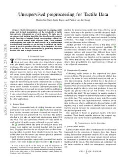 Unsupervised preprocessing for Tactile Data