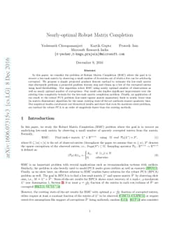 Nearly-optimal Robust Matrix Completion