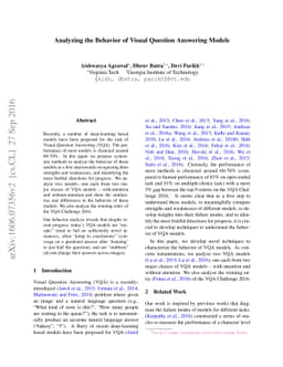 Analyzing the Behavior of Visual Question Answering Models