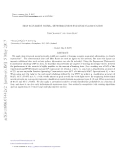 Deep Recurrent Neural Networks for Supernovae Classification