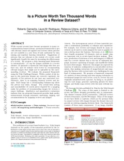 Is a Picture Worth Ten Thousand Words in a Review Dataset?