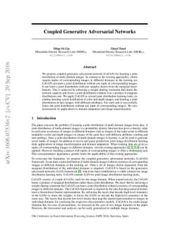 Coupled Generative Adversarial Networks