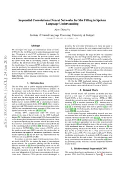 Sequential Convolutional Neural Networks for Slot Filling in Spoken
  Language Understanding