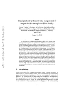 Exact gradient updates in time independent of output size for the
  spherical loss family