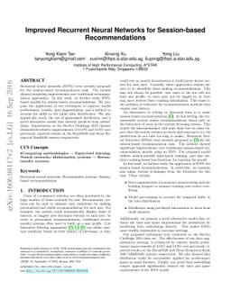 Improved Recurrent Neural Networks for Session-based Recommendations