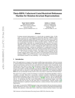 Theta-RBM: Unfactored Gated Restricted Boltzmann Machine for
  Rotation-Invariant Representations