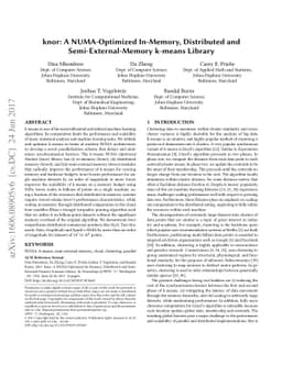 knor: A NUMA-Optimized In-Memory, Distributed and Semi-External-Memory
  k-means Library