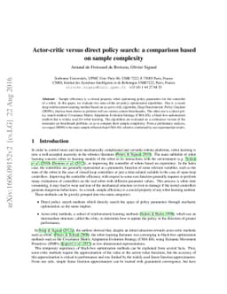 Actor-critic versus direct policy search: a comparison based on sample
  complexity